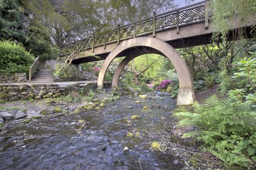 Steps to the the Wooden Bridge Arches at Crystal Springs Rhododendron Garden