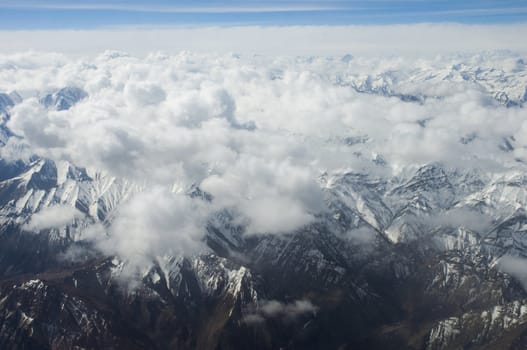 a bird eyes view of Karakoram in Ladakh, India