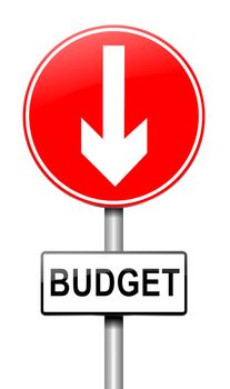 Illustration depicting a roadsign with a budget concept. White background.