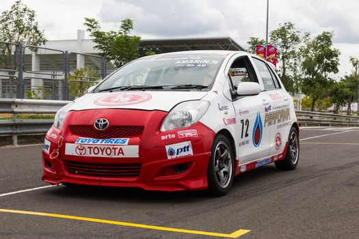 NAKHONRATCHASIMA, THAILAND-SEPTEMBER 02 : Competition " Toyota One Make Race 2012 " Round 4  Championship of Thailand, on SEPTEMBER 02, 2012   at Sport Complex in Nakhonratchasima, Thailand