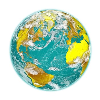 Planet Earth with clouds isolated on white background. Elements of this image furnished by NASA.