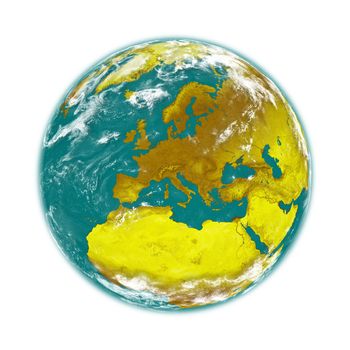Europe on planet Earth isolated on white background. Elements of this image furnished by NASA.