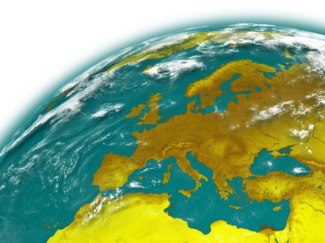 Europe on planet Earth isolated on white background. Elements of this image furnished by NASA.