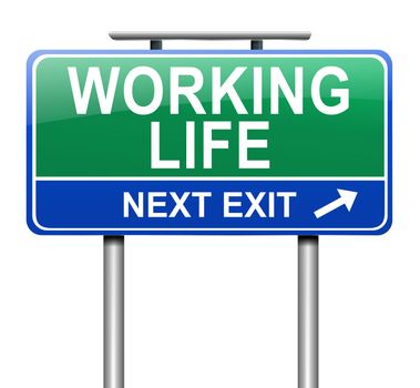 Illustration depicting a sign with a working life concept.