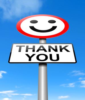 Illustration depicting a sign with a thanks concept.