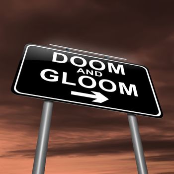 Illustration depicting a sign with a doom and gloom concept.