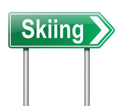 Illustration depicting a sign with a skiing concept.