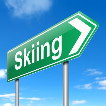 Illustration depicting a sign with a skiing concept.