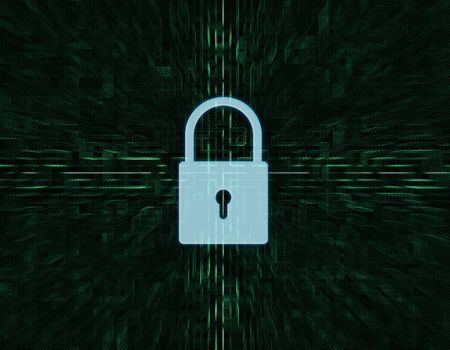 security concept - Lock on digital screen