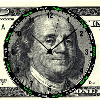 Render of Time is Money 100 Dollar Clock