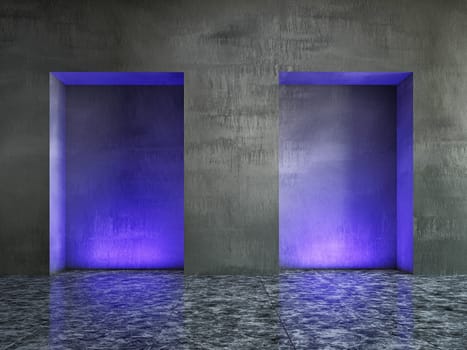 The old concrete wall with bright lighting