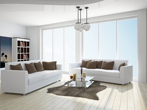 Livingroom with sofas near the window