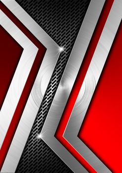 Metallic and red futuristic template background with geometrical forms