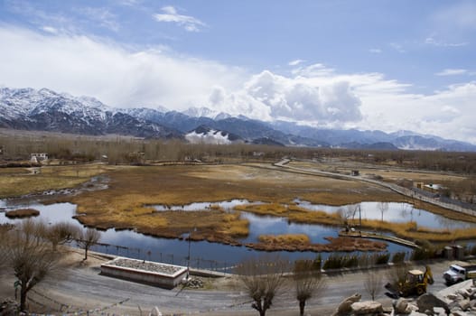 top view of lake in Leh, India