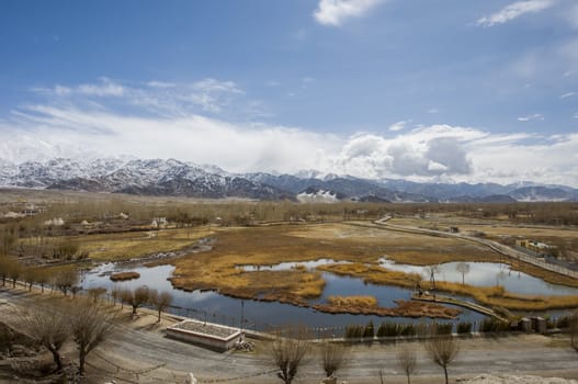 top view of lake in Leh, India