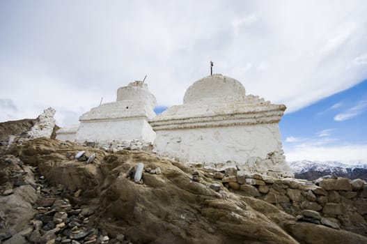 the stupas at Shey palace, Leh, India