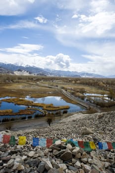 top view of lake in Leh, India