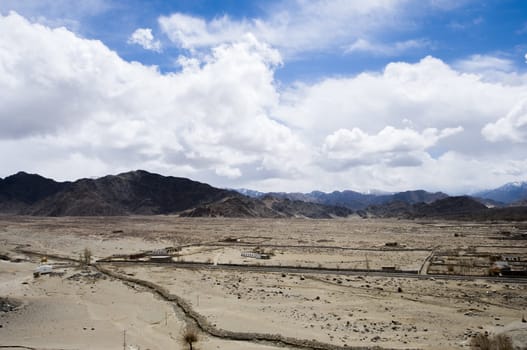 top view of hunder village in Leh, India