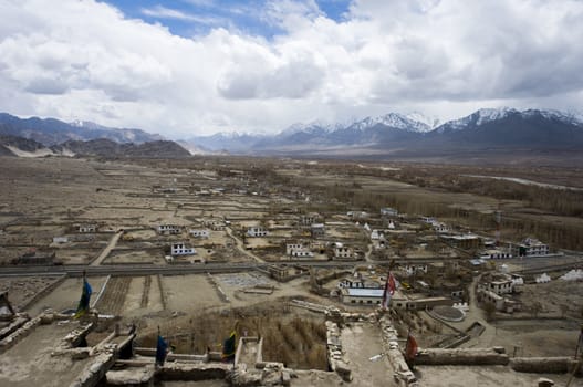 top view of hunder village in Leh, India