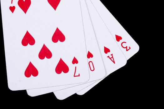 love playing cards isolated on a black background,