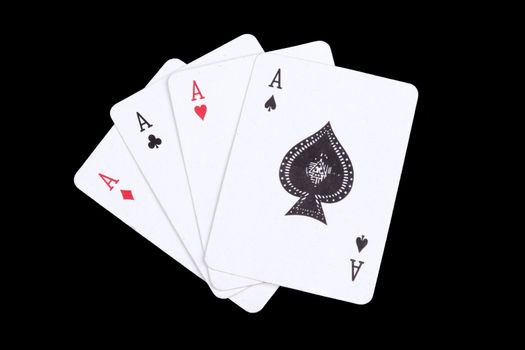 playing cards isolated on a black background,