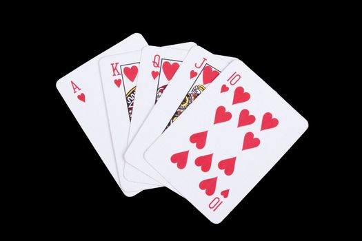 playing cards isolated on a black background,