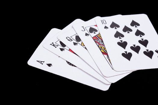 playing cards isolated on a black background,