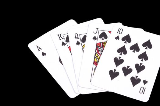 playing cards isolated on a black background,