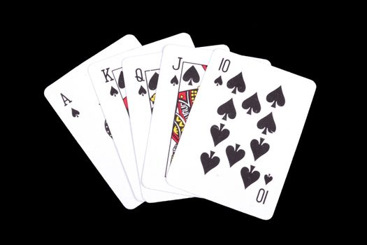 playing cards isolated on a black background,