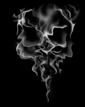 smoke makes the shape of spooky skull