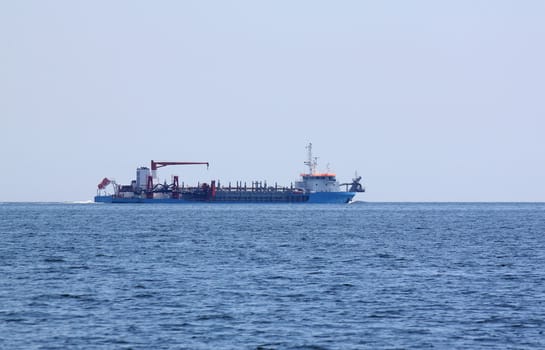 view on dredger in sea