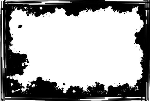 Black grunge border frame on white background