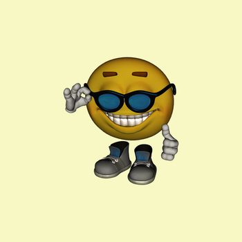 Smiling emotiguy with sunglasses and shoes
