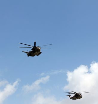  Israeli Air Force helicopters at parade in honor of Independence Day