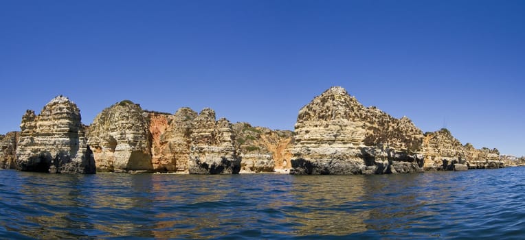 Wonderful view of the beautiful coastline of the Algarve, Portugal.