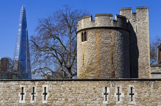 The Tower of London with the Shard in the background.