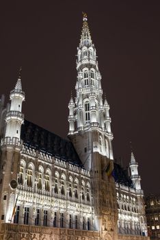 Brussels City Hall (Hotel de Ville) located in Grand Place in Brussels, Belgium.