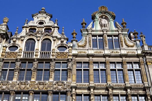 Some of the Guildhalls in the Grand Place in Brussels, Belgium.