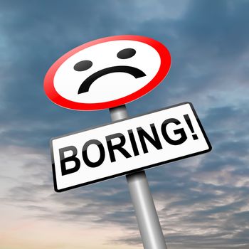 Illustration depicting a roadsign with a bored concept. Sky background.