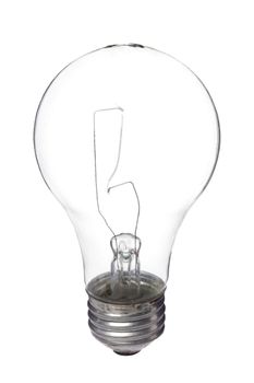 Vertical image of electric Light bulb against the white background