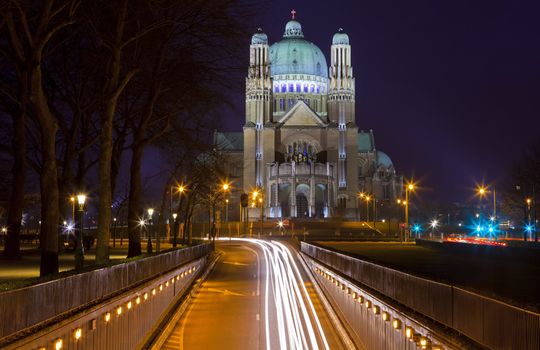 View of the Basilica of the Sacred Heart from Parc Elisabeth in Brussels.