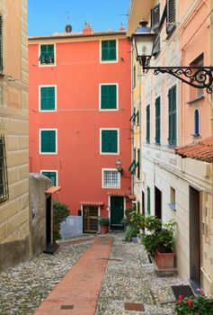urban scene in Sori, small village in Liguria, Italy