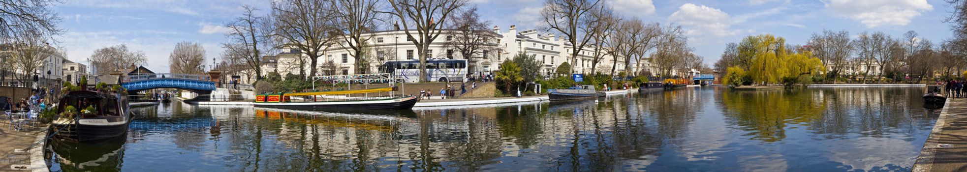 Panoramic view of the beautiful area of Little Venice in London.