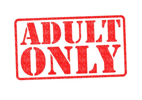 ADULT ONLY Rubber Stamp over a white background.