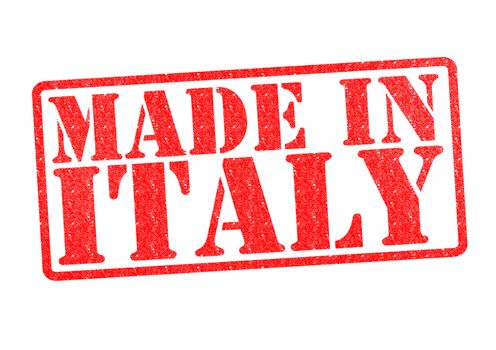 MADE IN ITALY Rubber Stamp over a white background.