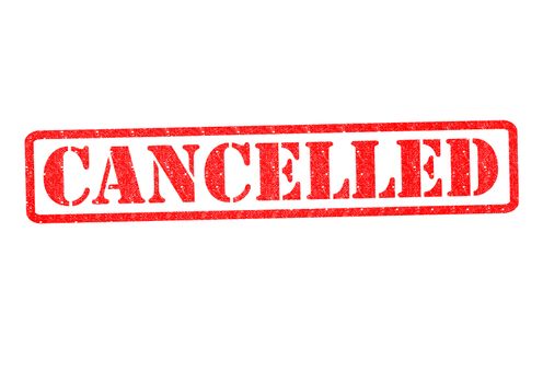 CANCELLED Rubber Stamp over a white background.