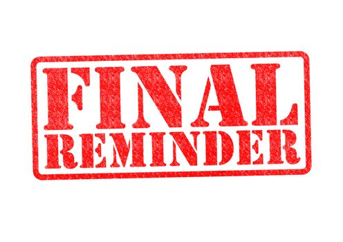 FINAL REMINDER Rubber Stamp over a white background.