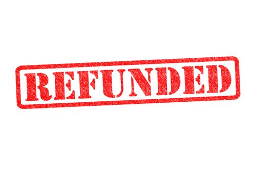 REFUNDED Rubber Stamp over a white background.