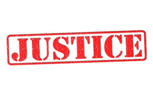 JUSTICE Rubber Stamp over a white background.