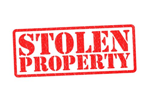 STOLEN PROPERTY Rubber Stamp over a white background.